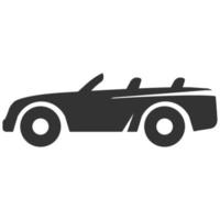 ícone preto e branco carro esporte conversível vetor