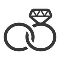 anel de casamento ícone preto e branco vetor