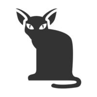 gato ícone preto e branco vetor