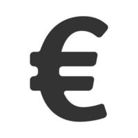 símbolo do euro ícone preto e branco vetor