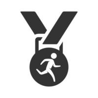 medalha atlética de ícone preto e branco vetor