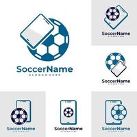 conjunto de modelo de logotipo de futebol de telefone, vetor de design de logotipo de futebol