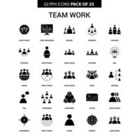 conjunto de ícones de vetor de glifo de trabalho em equipe
