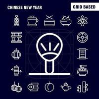 pacote de ícones de linha de ano novo chinês para designers e desenvolvedores ícones de calendário mês de fevereiro calendário vetor de ano novo de brinquedo chinês