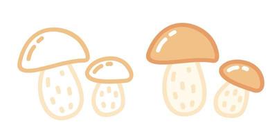 vetor definido ícones de cogumelos. ilustração em vetor de cogumelo. vegetais de desenho à mão.