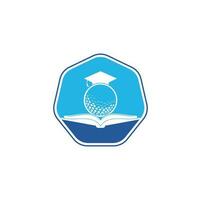 vetor de design de logotipo de golfe de livro de formatura. elemento de design de logotipo de ícone de livro de golfe