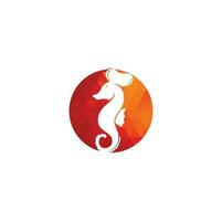 logotipo de frutos do mar. cavalo-marinho chef faca garfo e colher símbolo ilustração. modelo de design de logotipo de chef e cavalo-marinho vetor