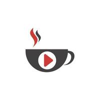 modelo de design de logotipo de mídia de café. café e design de logotipo de jogo. vetor