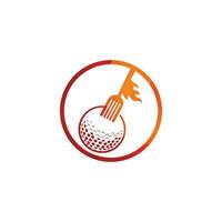 modelo de design de logotipo de golfe e garfo. ilustração criativa de vetor de design de logotipo de restaurante de golfe