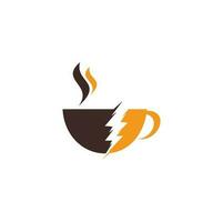 vetor de modelo de design de logotipo de café e trovão.