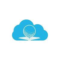livro vetor de design de logotipo de conceito de forma de nuvem de golfe. elemento de design de logotipo de ícone de livro de golfe