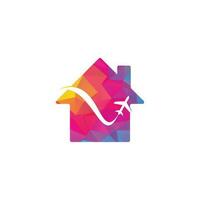 logotipo do conceito de forma de casa de viagens de avião. vetor