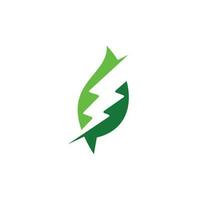 modelo de design de logotipo de folha de trovão. elemento de design de logotipo de energia de energia verde vetor