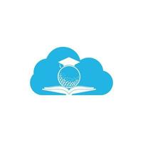 vetor de design de logotipo de forma de nuvem de golfe de livro de formatura. elemento de design de logotipo de ícone de livro de golfe