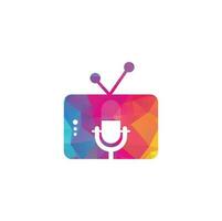 design de logotipo de vetor de podcast de tv. ícone de podcast de televisão. conceito de logotipo de podcast de vídeo digital.