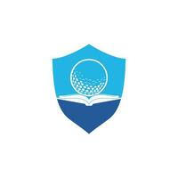 livro vetor de design de logotipo de golfe. elemento de design de logotipo de ícone de livro de golfe