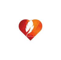 pena pena coração forma símbolo vector design. conceito de logotipo de educação e publicação.
