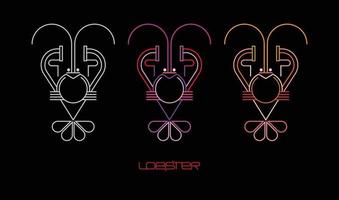 design de arte de linha neon de logotipo de lagosta vetor