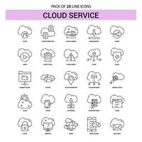 conjunto de ícones de linha de serviço de nuvem 25 estilo de contorno tracejada vetor