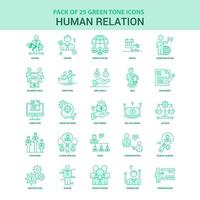 25 conjunto de ícones de relação humana verde vetor