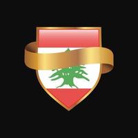 vetor de design de distintivo dourado de bandeira do líbano