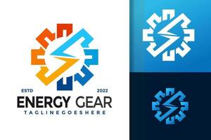 design de logotipo de engrenagem de energia colorida, vetor de logotipos de identidade de marca, logotipo moderno, modelo de ilustração vetorial de designs de logotipo