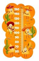 gráfico de altura infantil, chips de nachos mexicanos dos desenhos animados