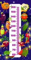 gráfico de altura infantil com super-herói vegetal de desenho animado vetor