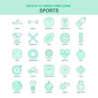 conjunto de 25 ícones de esportes verdes vetor