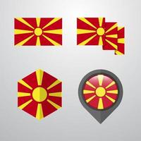 vetor de conjunto de design de bandeira da macedônia