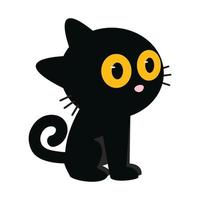 gato bonito adorável desenho animado preto vetor
