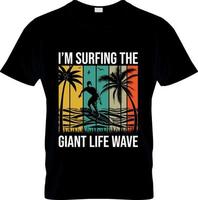 design de camiseta de surf, slogan de camiseta de surf e design de vestuário, tipografia de surf, vetor de surf, ilustração de surf