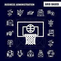 ícones de linha de administração de negócios definidos para infográficos kit uxui móvel e design de impressão incluem basquete net basquete jogo esportes som música volume eps 10 vector