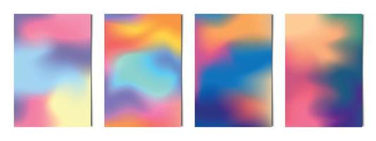 conjunto 4 peças. gradientes multicoloridos abstratos, cartão postal de fundo de negócios para publicidade, fundo web - vetor