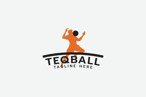 logotipo teqball com silhueta de um homem jogando teqball. vetor