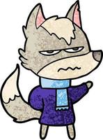 personagem de lobo vetorial em estilo cartoon vetor