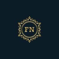letra fn logotipo com modelo de ouro de luxo. modelo de vetor de logotipo de elegância.
