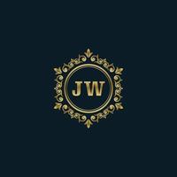 carta jw logotipo com modelo de ouro de luxo. modelo de vetor de logotipo de elegância.