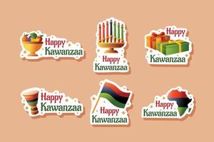 feliz conjunto de adesivos kwanzaa vetor