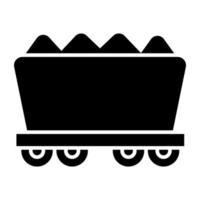 ícone de design sólido de carrinho de carvão vetor