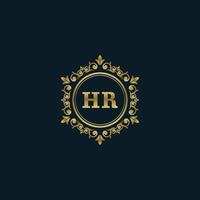 carta hr logotipo com modelo de ouro de luxo. modelo de vetor de logotipo de elegância.