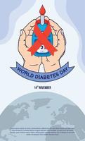 dia mundial do diabetes design de mídia social postar histórias fundo da mão do glicosímetro vetor
