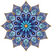 flor de mandala única de cor azul escuro. vetor