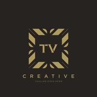 vetor de modelo de logotipo de monograma de ornamento de luxo de tv inicial