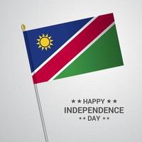 design tipográfico do dia da independência da namíbia com vetor de bandeira