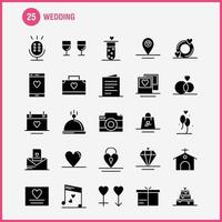 conjunto de ícones de glifo sólido de casamento para infográficos kit uxui móvel e design de impressão incluem bolsa bolsa de mão amor celular celular amor microfone conjunto de ícones vetor