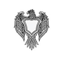 águia desenhada de mão com ilustração vetorial de escudo isolado vetor