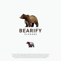 urso de forma abstrata poligonal e pequeno urso logotipo vector design animais de logotipo