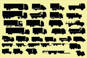 veículos terrestres de vários tipos, existem vários caminhões, também carros de contêiner vetor