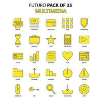 conjunto de ícones multimídia amarelo futuro pacote de ícones de design mais recente vetor